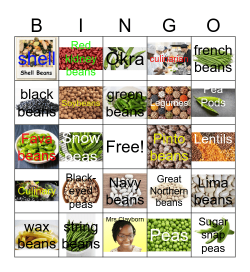 Legumes & Seeds Bingo Card