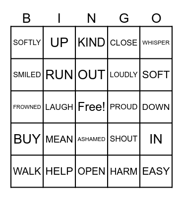 SYNONYM & ANTONYM BINGO Card