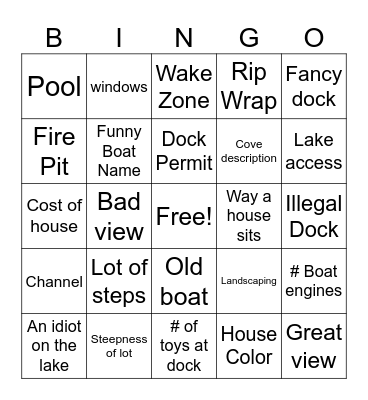 Lake Bingo - talk about Bingo Card