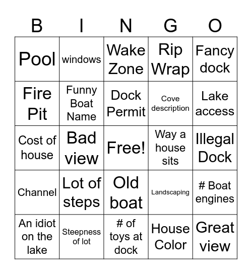 Lake Bingo - talk about Bingo Card