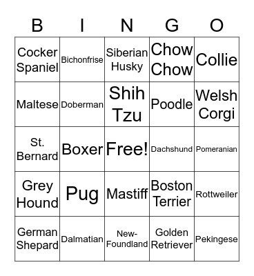 Doggy Bingo Card
