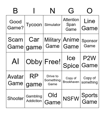 daodfaiofjfiojfoawjfopaj Bingo Card