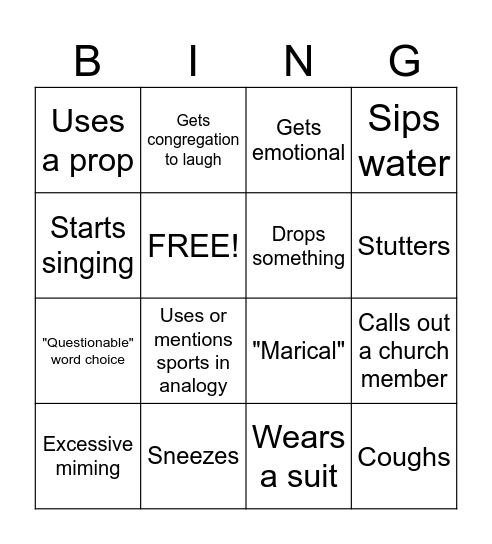 John Micheal Bingo Card