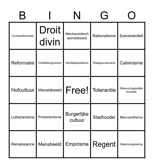 Geschiedenis begrippen hfd 3,4,5  Bingo Card