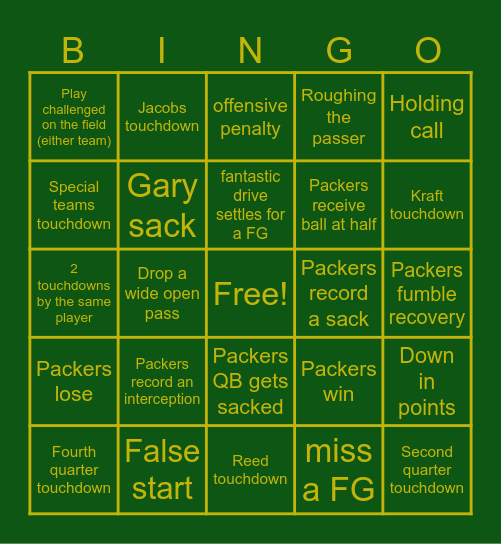 Week 6 VS Cardinals Bingo Card