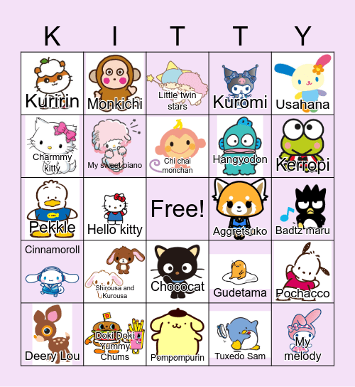 Sanrio Bingo Card