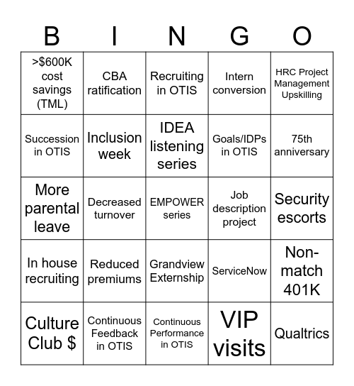 HRC FY'24 Accomplishments Bingo Card