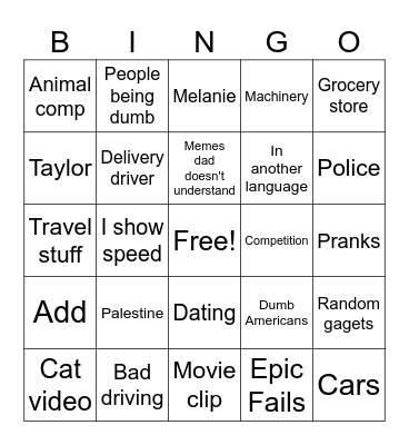 Yt shorts Bingo Card