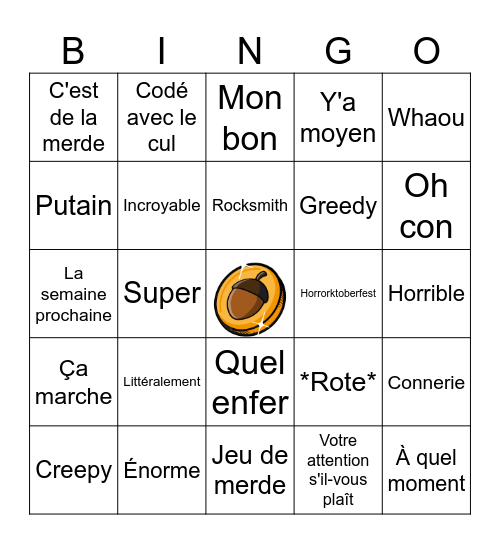 Le Bingo de la Forêt des Glands Bingo Card