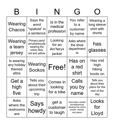 Customer Bingo Card