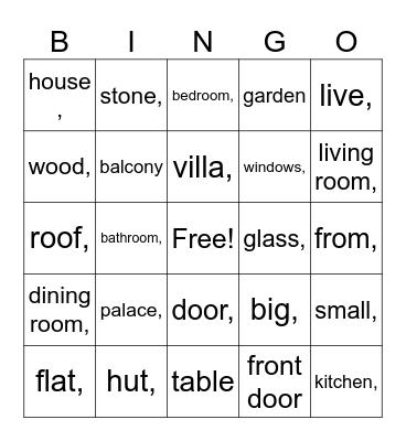 Home Bingo Card