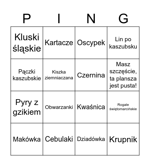 Polskie jedzenie 😋 Bingo Card