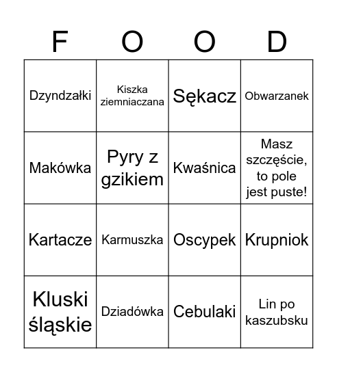 Polskie jedzenie Bingo Card