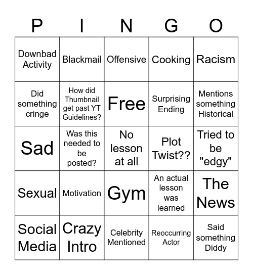 Tomorrow's Teachings Bingo Card