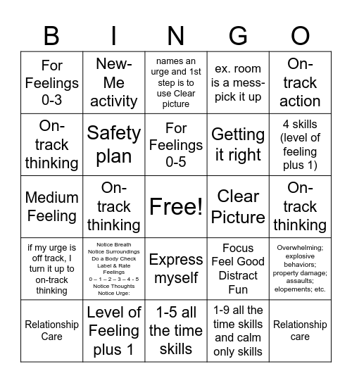 SKILLS SYSTEM BINGO ANSWERS Bingo Card