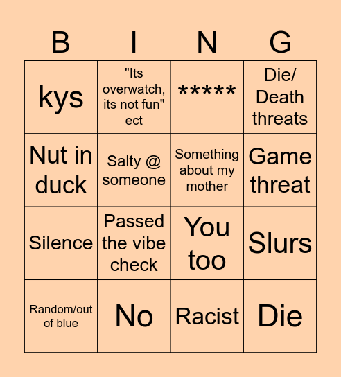 Overwatch 2 "gl hf" Bingo Card