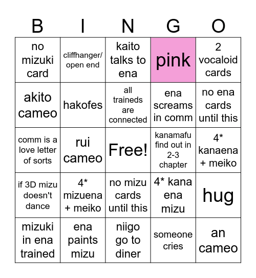 ena5 (kana5) Bingo Card