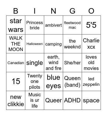 How alike are we Bingo Card