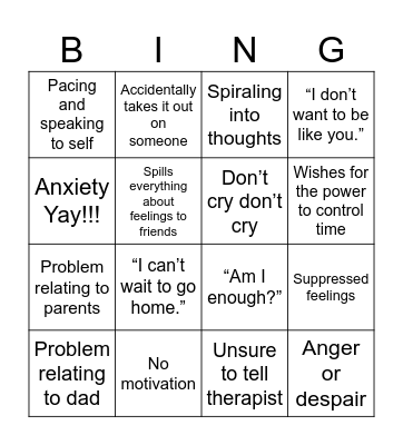 Bad day for T bingo Card