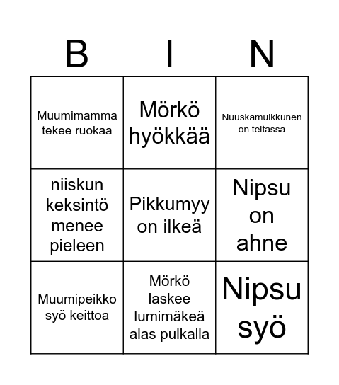 Muumi bingo Card