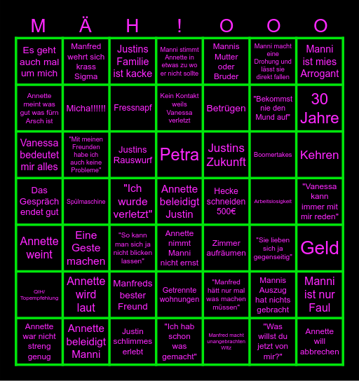 Bähhhh und Mähhhhh Show Bingo Card