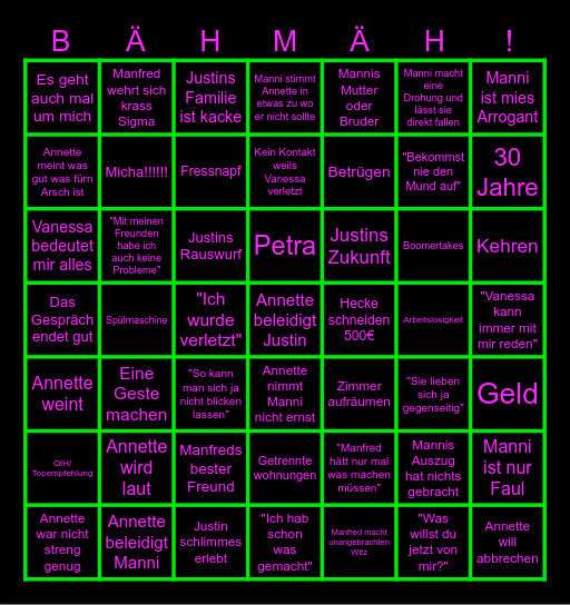 Bähhhh und Mähhhhh Show Bingo Card