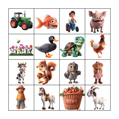 FARM ANIMALS Bingo Card