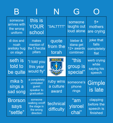 Validictory bingo Card
