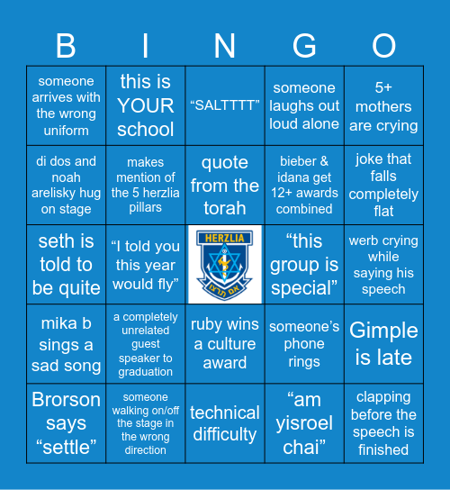 Validictory bingo Card