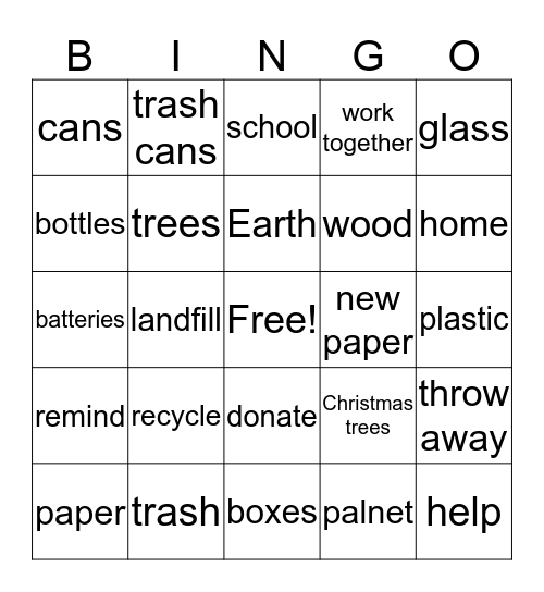 Recycle Bingo Card