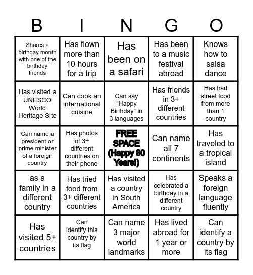 🎉AROUND THE WORLD IN 80 WAYS 🎉 Bingo Card