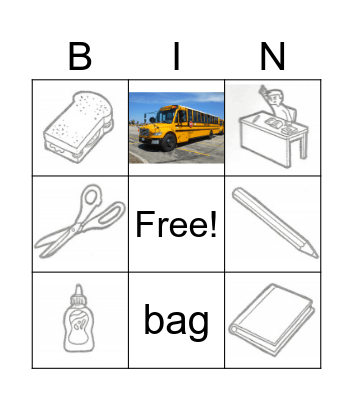 School Bingo Card