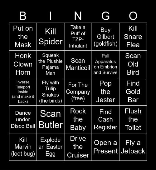 Lethal Bingo Card