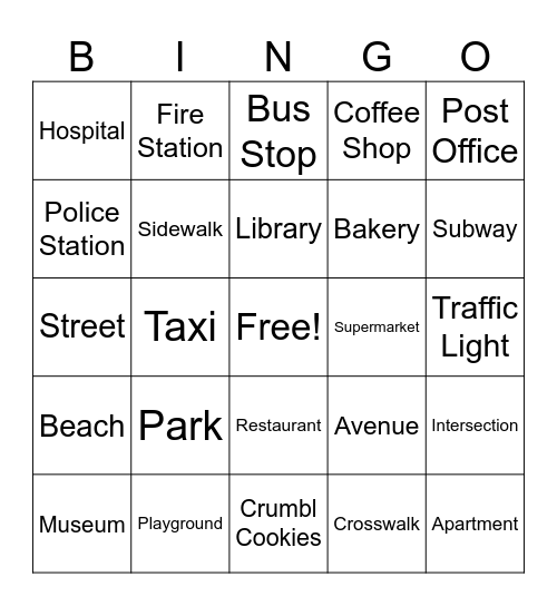 Places in a City Bingo Card