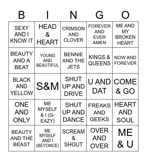 AND Bingo Card