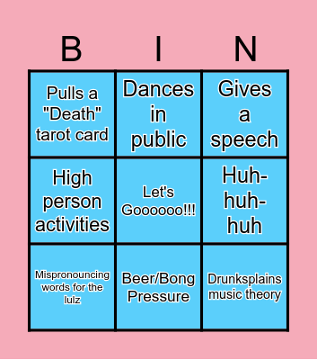 Bach Party Bingo Card