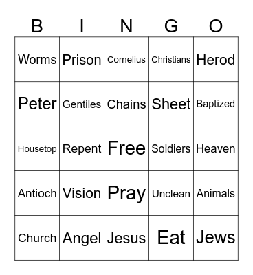 Cornelius and Peter Bingo Card