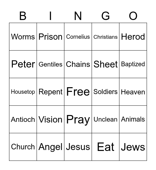 Cornelius and Peter Bingo Card