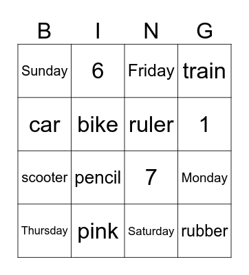 Family and Friends 1 Bingo Card