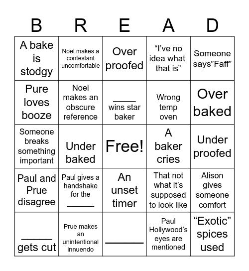 Bread Week! Bingo Card