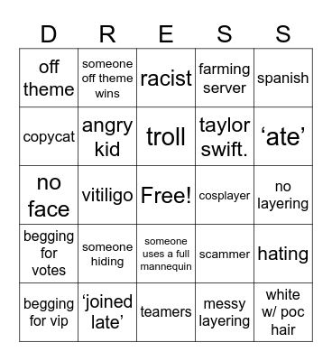 dti bingo Card