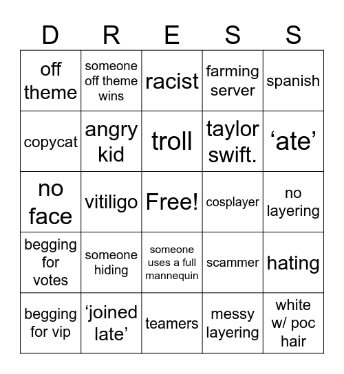 dti bingo Card