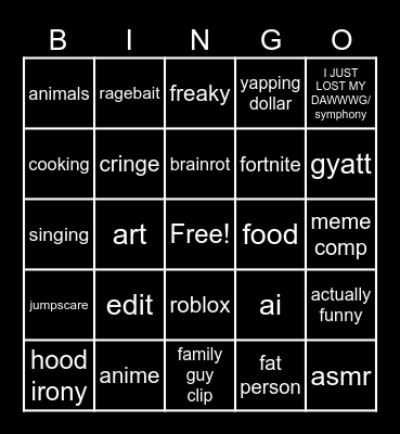 TikTok Bingo Card