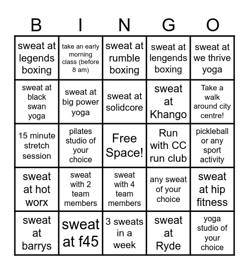 CITY CENTRE COMMUNITY EDITION Bingo Card