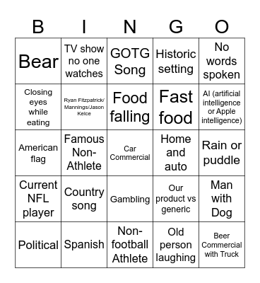 Commercial Bingo Card