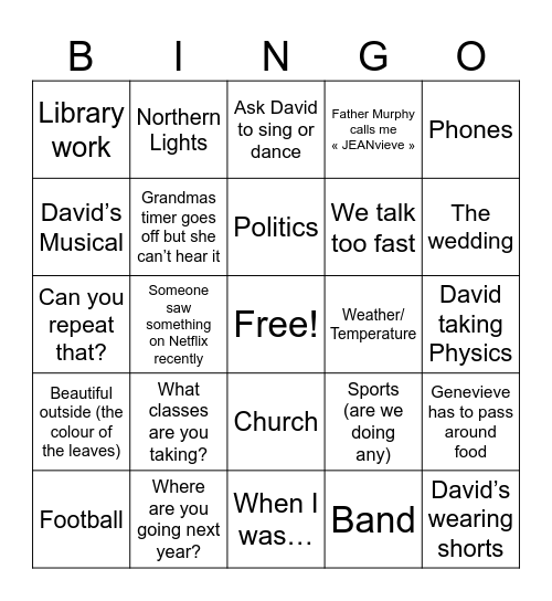 Thanksgiving 2024 Bingo Card