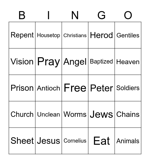Cornelius and Peter Bingo Card