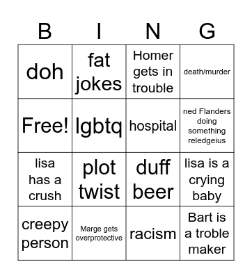 Simpsons Bingo Card