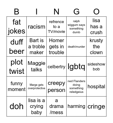 Simpsons Bingo Card
