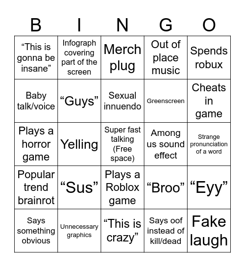 Lankybox bingo Card